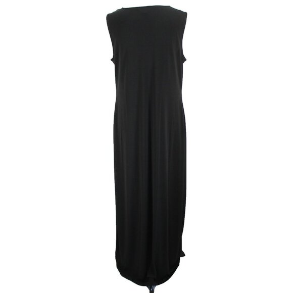 Calvin Klein Maxi Dress Womens Size L Solid Black Sleeveless Cowl Neck Knit - Picture 5 of 7